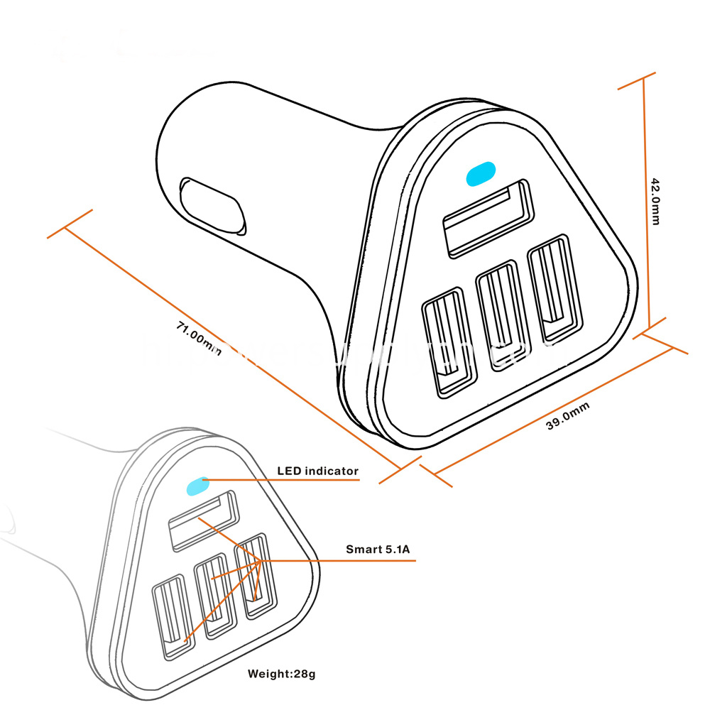4USB कार चार्जर 4.8 ए 4USB car charger 4.8A